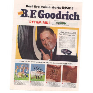 Vintage Original BF Goodrich Tires Magazine Advertisement Color 1950 Automobilia